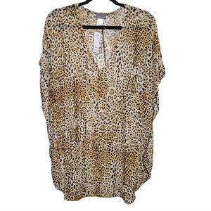Jordan Taylor Leopard Animal Print Net Swim Coverup Oversized NWT Size Medium